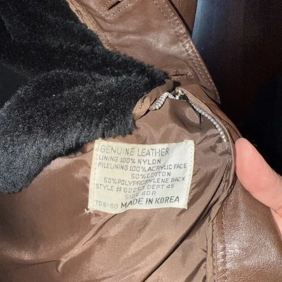 Vintage The Leather Shop Men’s Brown Genuine Leather Jacket 40 Long Coat Korea - Picture 3 of 6